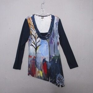 Simply Art by Dolcezza Tunic Top Medium Art To Wear Lagenlook Asymmetrical Hem